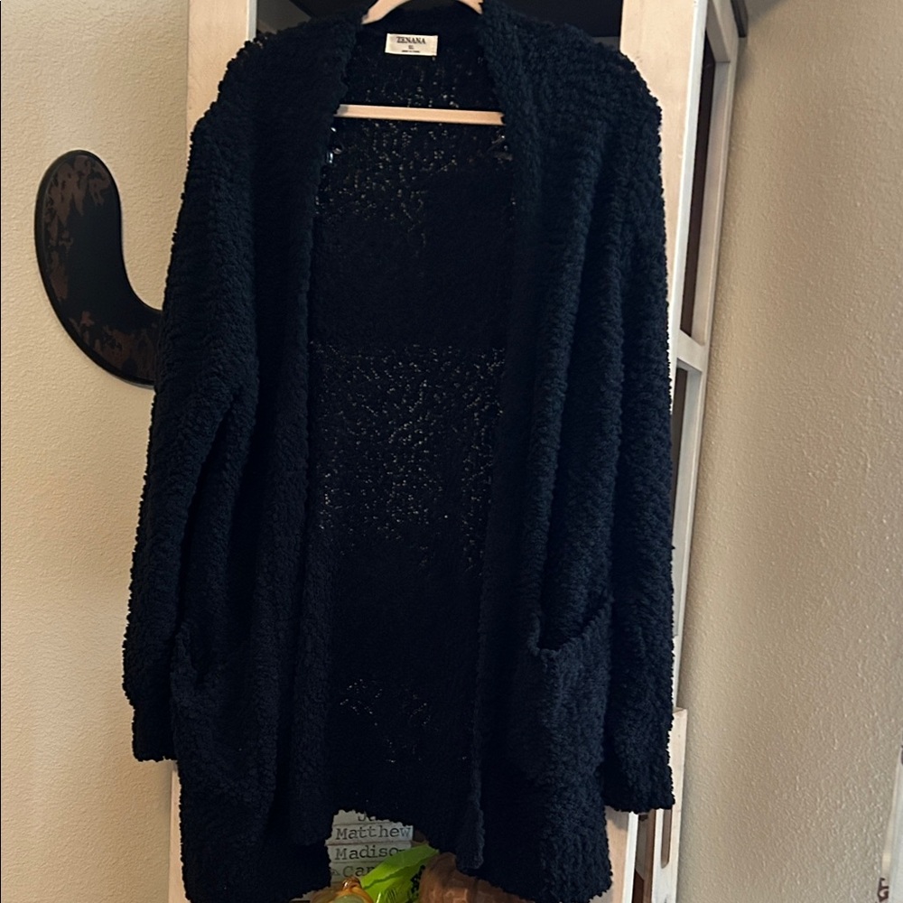 Zenana Outfitters Cozy Black Cardigan